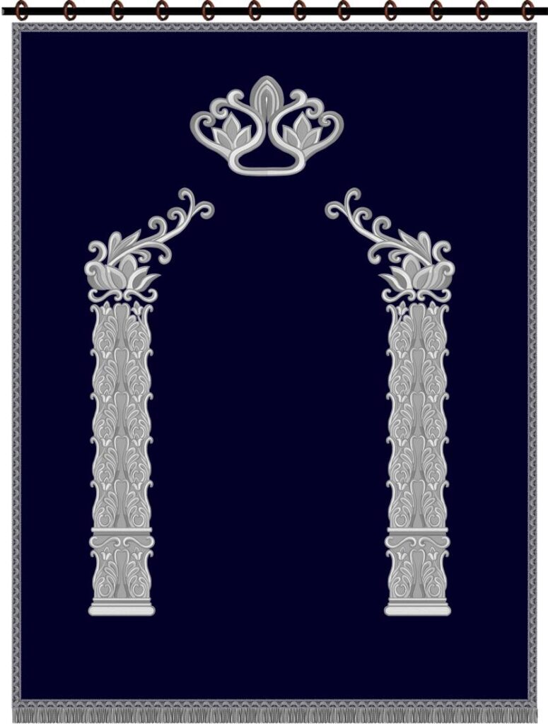 Mikdash Gates Parochet navy silver