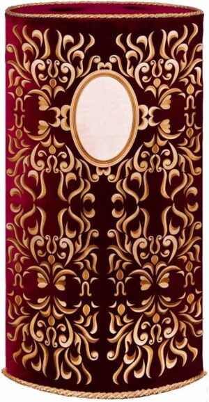 African carving log Torah cover burgundy