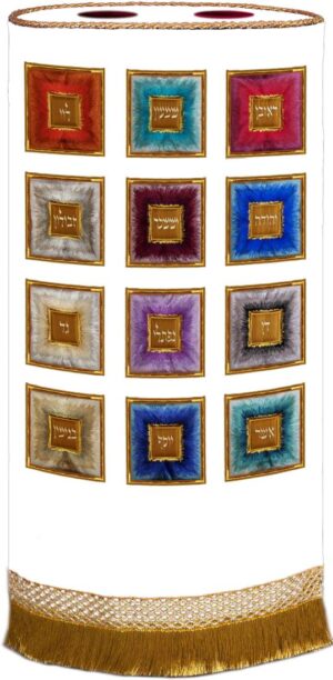 Choshen gemstones Torah mantle white