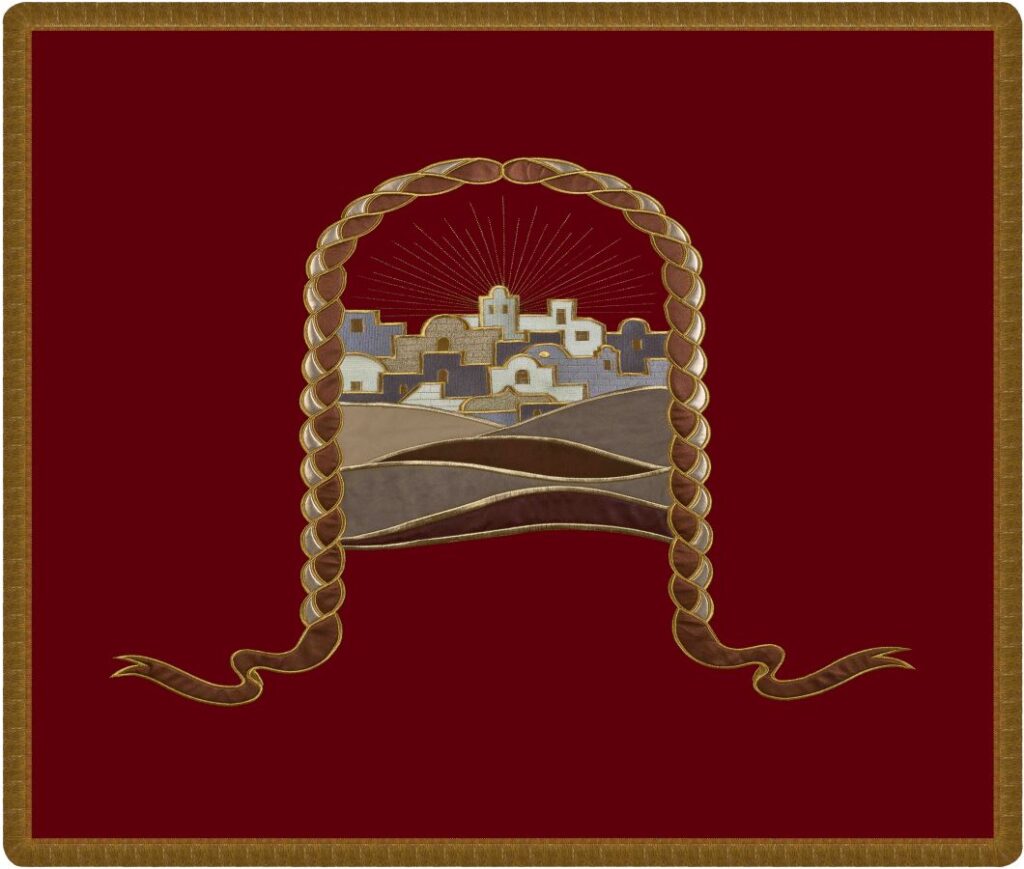 Jerusalem view Bimah cover burgundy