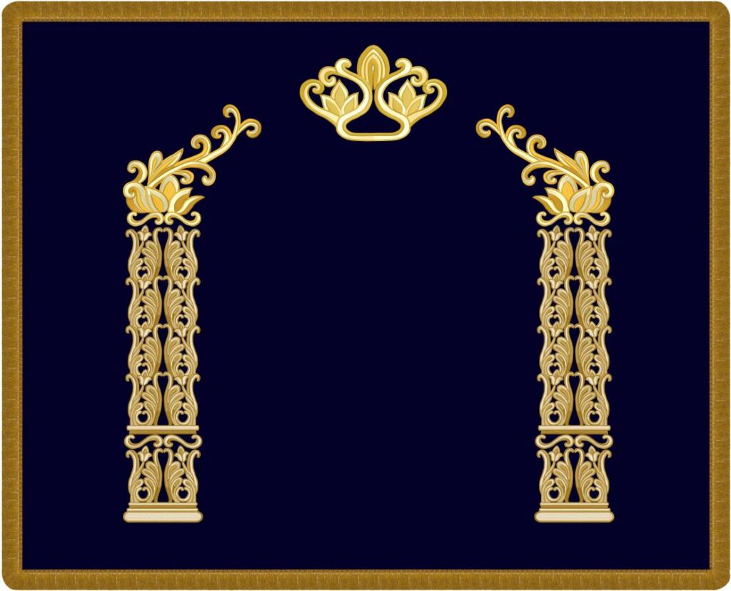 Mikdash gates Bimah Cover navy gold