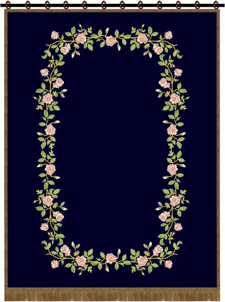 Roses frame Parochet navy