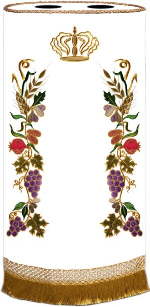 Seven Species Torah cover white