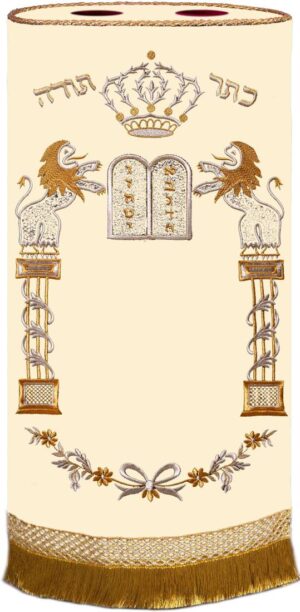 Torah lions Torah mantle off-white