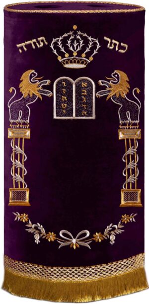 Torah lions Torah mantle purple