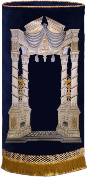 Vilna Torah cover gentle gold on navy