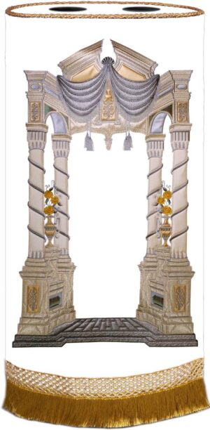 Vilna Torah cover gentle gold on white