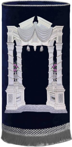Vilna Torah cover gentle silver on navy