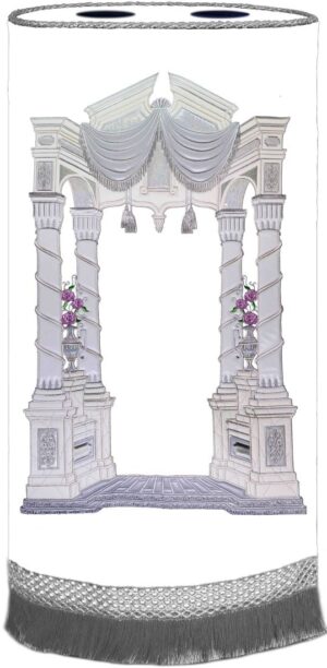 Vilna Torah cover gentle silver on white
