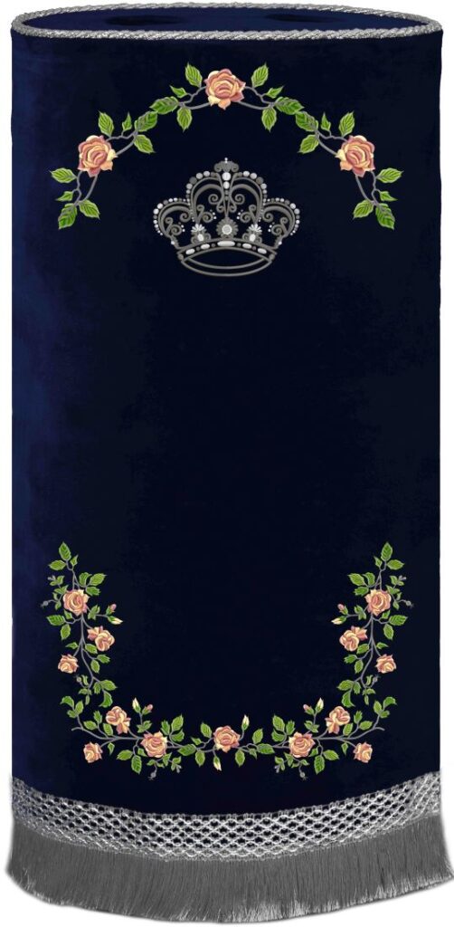 Roses frame Torah mantle – half, navy